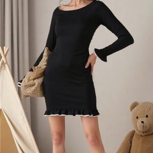 Elegant Black Ruffle Mini Dress